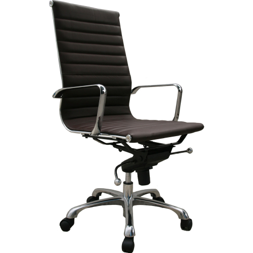 Comfy High Back Office Chair in Brown Leatherette